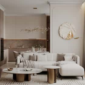 Богемная грация. Дизайн и ремонт квартиры 87м2 ЖК Режиссёр в стиле современная классика. Кухня-гостиная