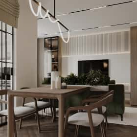 Растим чемпиона. Дизайн и ремонт квартиры 80м2 ЖК Ивантеевка 2020 в современном стиле. Кухня-гостиная, фото 05