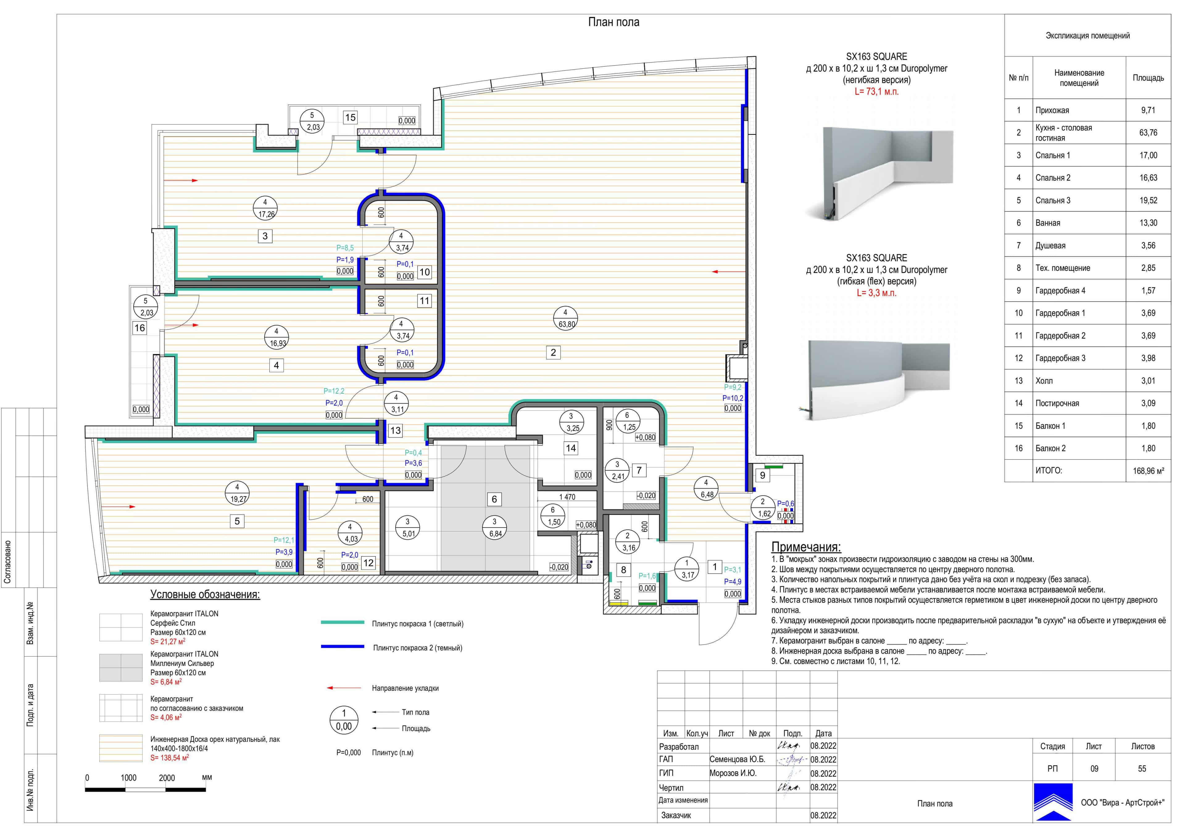 09-План-пола, квартира 169 м² в ЖК «Кутузовская Ривьера»