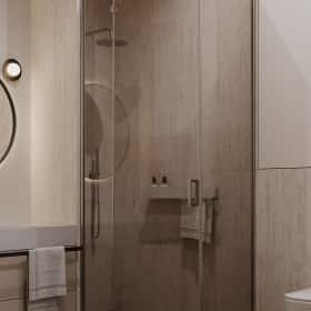 Скандинавский акцент. Дизайн и ремонт квартиры 95м2 ЖК Садовые кварталы в современном стиле. Мастер-санузел, фото 02