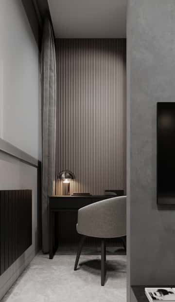 Изысканный монохром. Дизайн и ремонт таунхауса 164м2 в КП Бристоль в неоклассическом стиле. 1 этаж Гостевая, фото 03