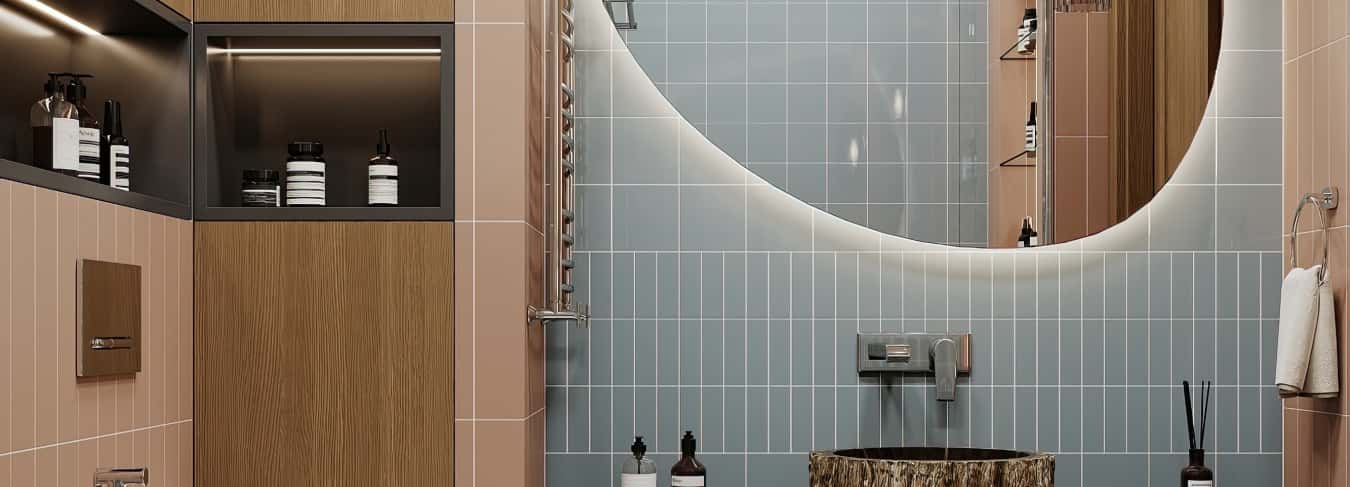 Фотографии квартир. Песня в стиле кантри. Дизайн и ремонт квартиры 53м2 ЖК Вдохновение. Санузел, фото 01.