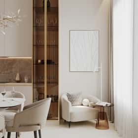 Богемная грация. Дизайн и ремонт квартиры 87м2 ЖК Режиссёр в стиле современная классика. Кухня-гостиная, фото 12