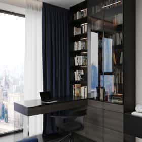 Свет и цвет. Дизайн и ремонт квартиры 105м2 в ЖК Will Towers в современном стиле. Кабинет, фото 02