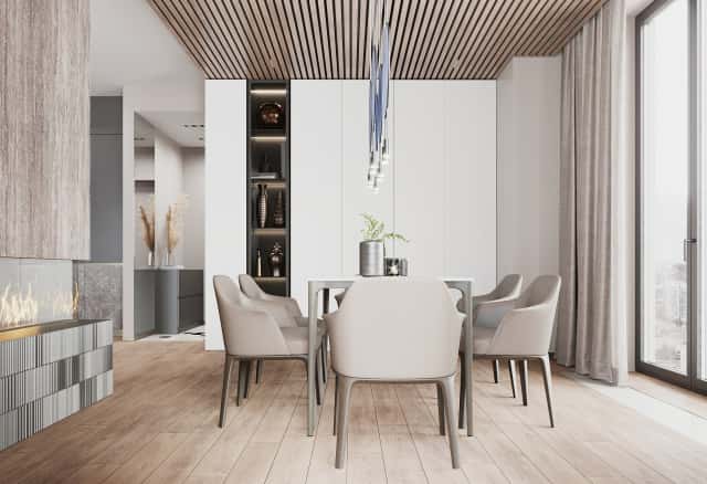 Фотографии помещений в стиле минимализм. Утончённая простота. Дизайн и ремонт квартиры 123м2 ЖК Джаз в стиле современный минимализм. Столовая, фото 02.