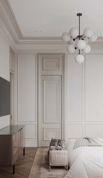 Для вечернего освещения дизайнеры использовали центральную люстру