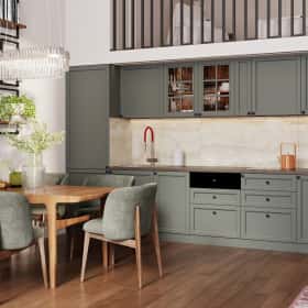 Квартира с мезонином. Дизайн и ремонт квартиры 89м2 ЖК Джаз в современном. Кухня-гостиная, фото 04