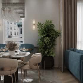 Удобство со вкусом. Дизайн и ремонт квартиры 88м2 ЖК Вереск в современной классике. Кухня-гостиная, фото 08