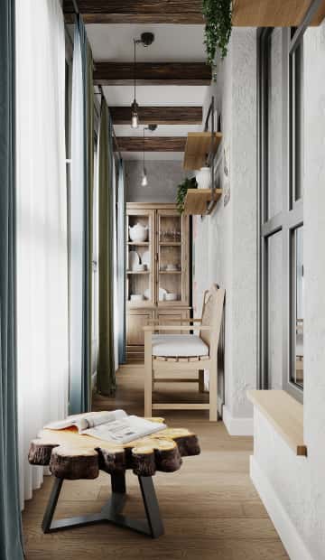 Песня в стиле кантри. Дизайн и ремонт квартиры 53м2 ЖК Вдохновение. Лоджия