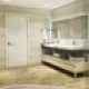 Пол из белой гальки под ванной. Дизайн и ремонт квартиры на Юбилейном проспекте — Жемчужный оазис. Фото 024