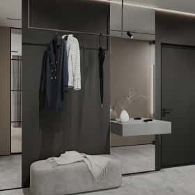 Чёрно-белая магия. Дизайн и ремонт квартиры 101м2 в ЖК Шуваловский Prima в современном стиле. Прихожая и коридор, фото 01