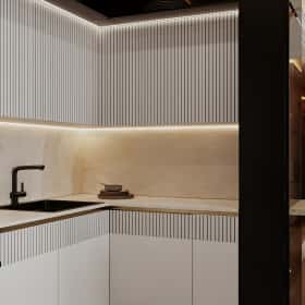 Современная роскошь. Дизайн и ремонт квартиры 111м2 ЖК Павелецкая сити в современном стиле. Кухня-столовая, фото 09