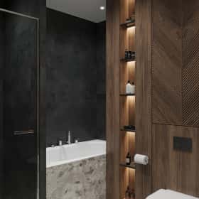 Свет и цвет. Дизайн и ремонт квартиры 105м2 в ЖК Will Towers в современном стиле. Ванная, фото 04