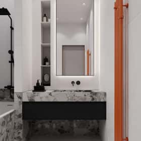 Изысканный монохром. Дизайн и ремонт таунхауса 164м2 в КП Бристоль в неоклассическом стиле. 2 этаж Ванная