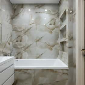 Деликатная классика. Дизайн и ремонт квартиры 65м2 в ЖК Кронштадтский 9 в современном классическом стиле. Ванная, фото 02