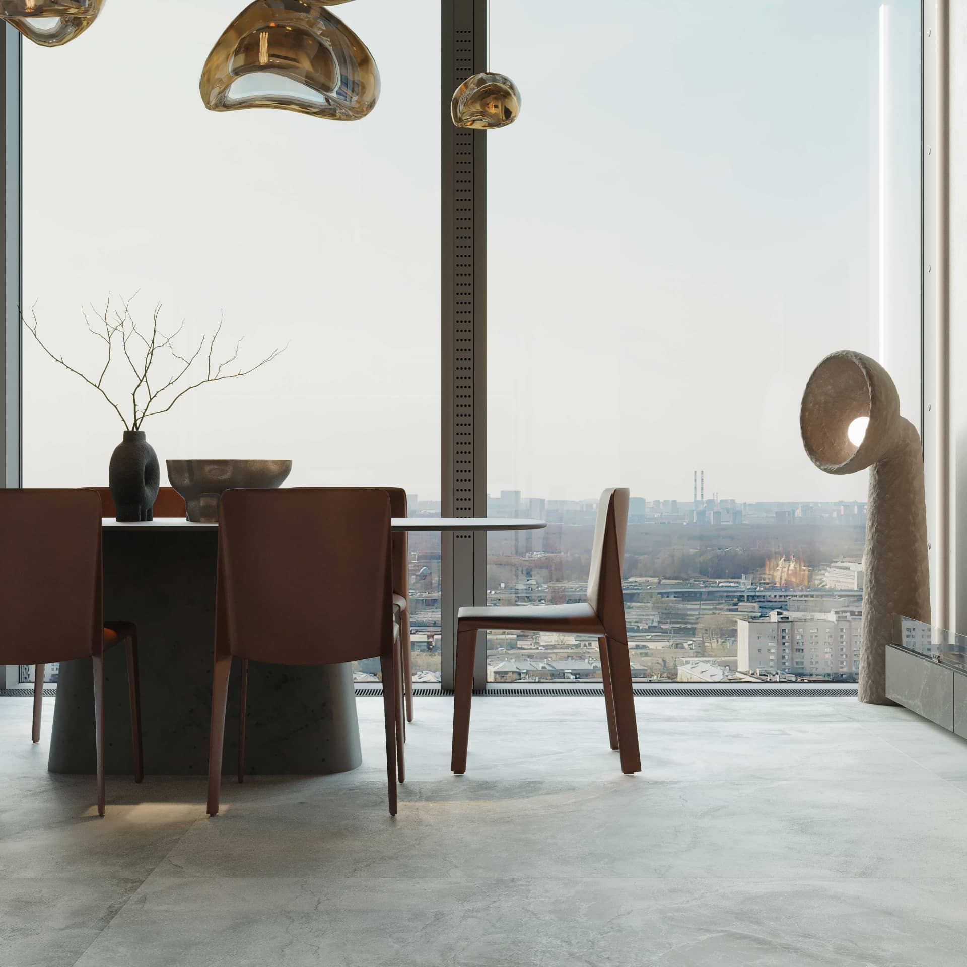 Оформление интерьера гостиной-кухни трехкомнатной квартиры в светло серый цвет в современном стиле. Фото № 63958.