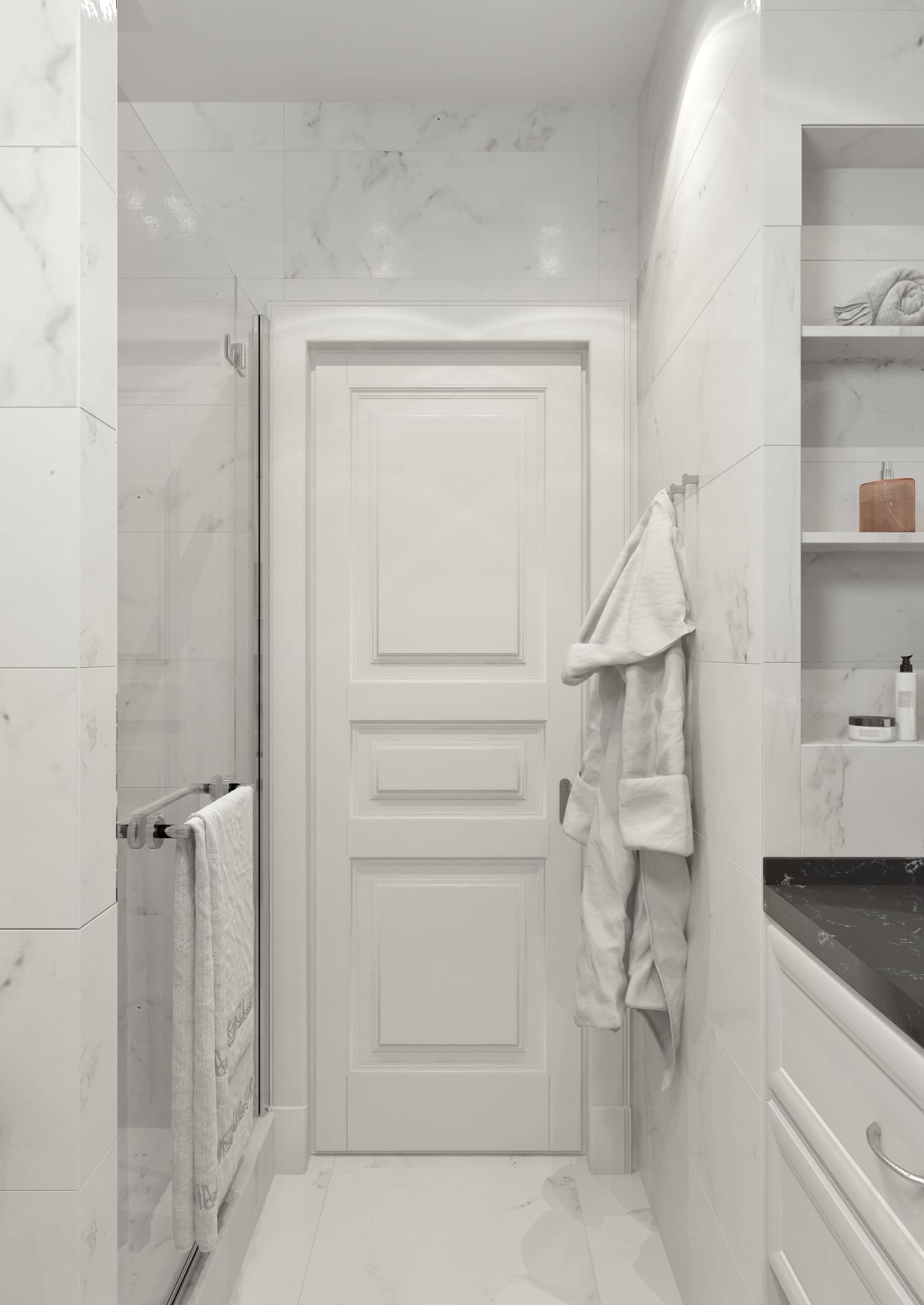 Серебристые детали для современной ванной комнаты
