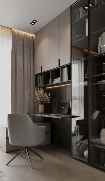 Со вкусом кофе. Дизайн и ремонт квартиры 120м2 в ЖК iLove в современном стиле. Кабинет