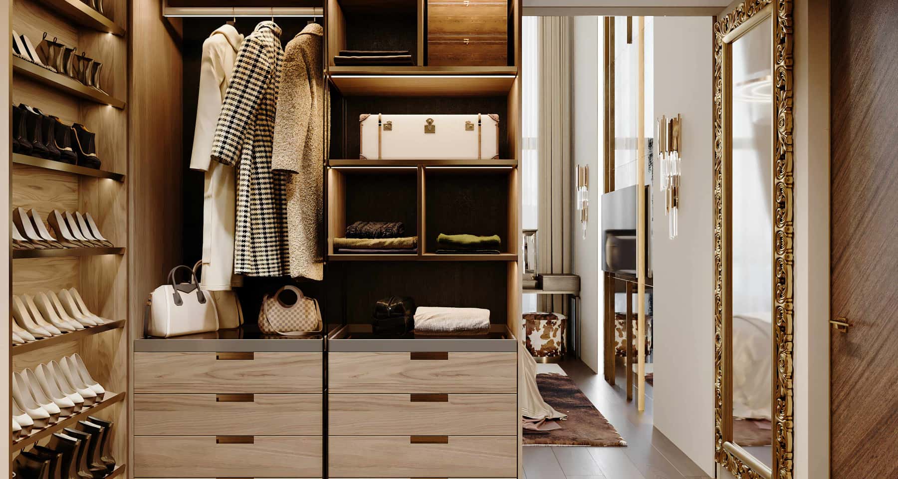 Женская гардеробная при спальне