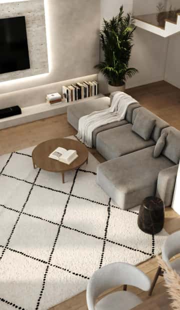 Особенностью гостиной являлось наличие в этой зоне несущей колонны