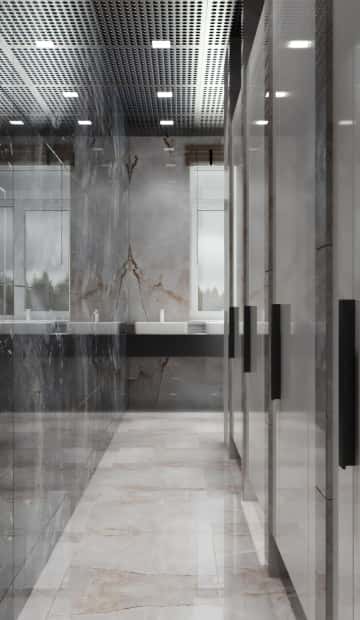 На полу постелили светло-кремовый матовый керамогранит