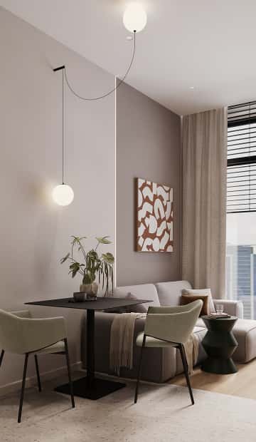 Стиль как инвестиция. Дизайн и ремонт квартиры 60м2 ЖК AFI Park Воронцовский в современном стиле. Кухня-гостиная, фото 01