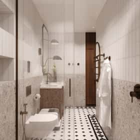 Дух Монмартра. Дизайн и ремонт квартиры 101м2 в ЖК Врубеля 4 во французской классике. Санузел, фото 03