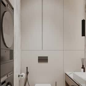 Тёплая гармония. Дизайн и ремонт квартиры 69м2 ЖК Большая семерка в современном стиле. Санузел малый, фото 01