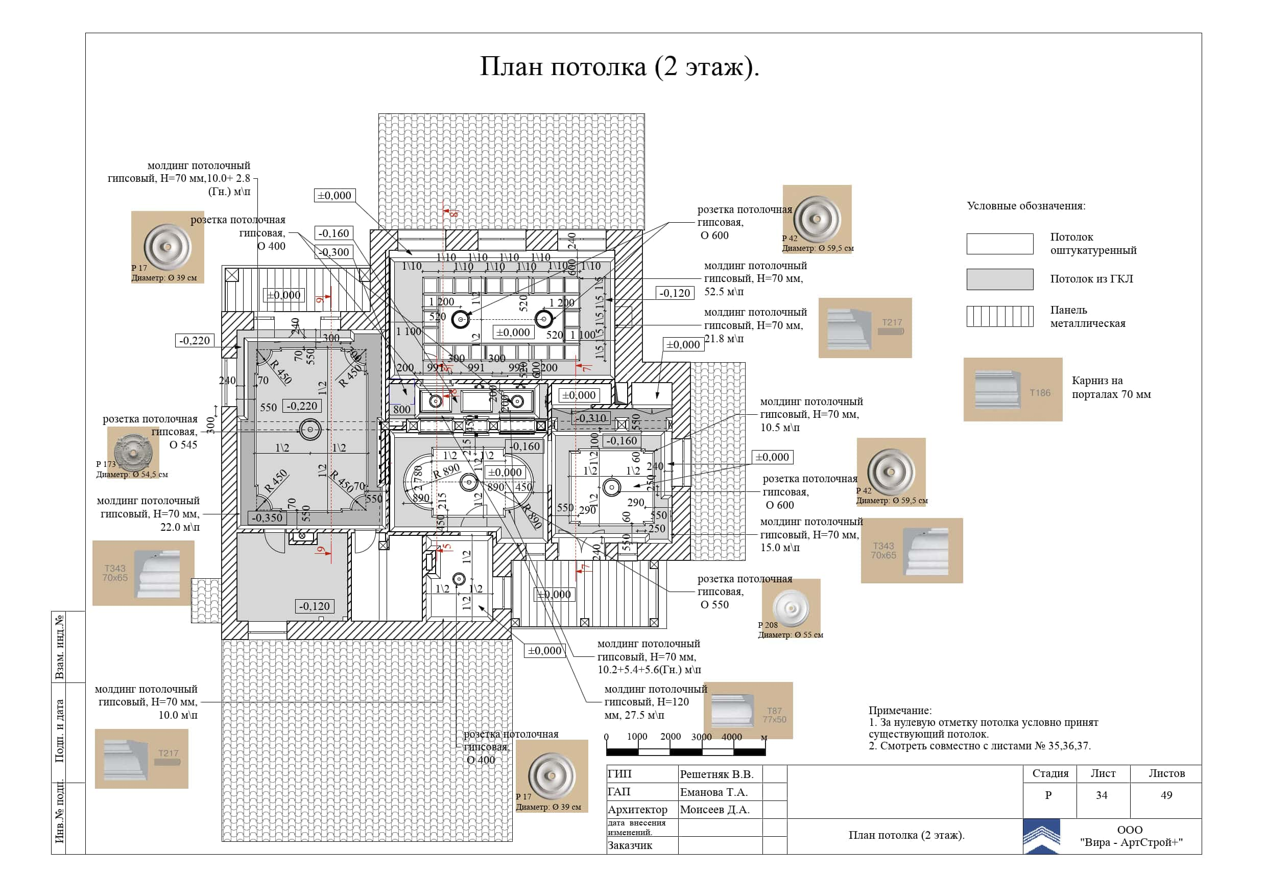 34. План потолка, дом 373 м²