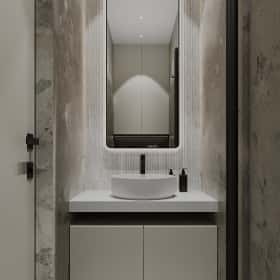 Чёрно-белая магия. Дизайн и ремонт квартиры 101м2 в ЖК Шуваловский Prima в современном стиле. Гостевой санузел