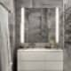 Дверь сливается с интерьером ванной комнаты. Дизайн и ремонт квартиры в ЖК «Петровский» — Новый горизонт. Фото 045