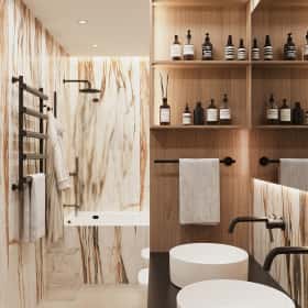 Утончённая простота. Дизайн и ремонт квартиры 123м2 ЖК Джаз в стиле современный минимализм. Санузел 2, фото 01