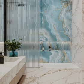 Фотографии ванных комнат. Объятия моря. Дизайн и ремонт квартиры 91м2 ЖК Событие в современном эко-стиле. Санузел.