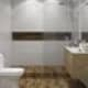 Плитка в ванной комнате светлого, кремового цвета. Дизайн и ремонт дома в КП «Антоновка» — Загородный минимализм. Фото 062