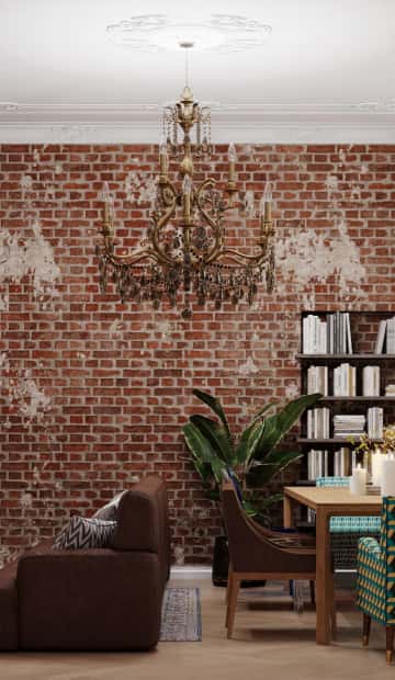 Лепнина на потолке и массивная люстра словно из Версаля формируют резкий стилевой контраст