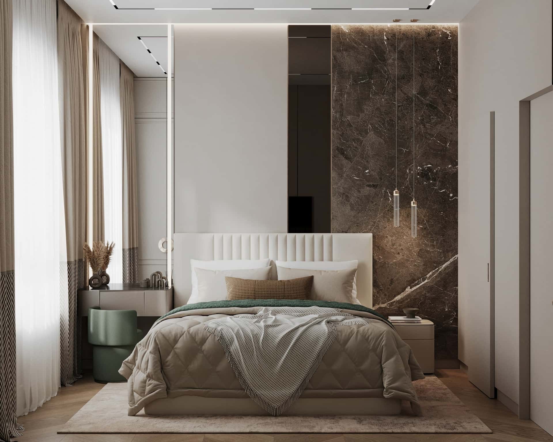 Дизайн и ремонт квартиры в ЖК Вереск — Удобство со вкусом, 88 м2. Мастер-спальня