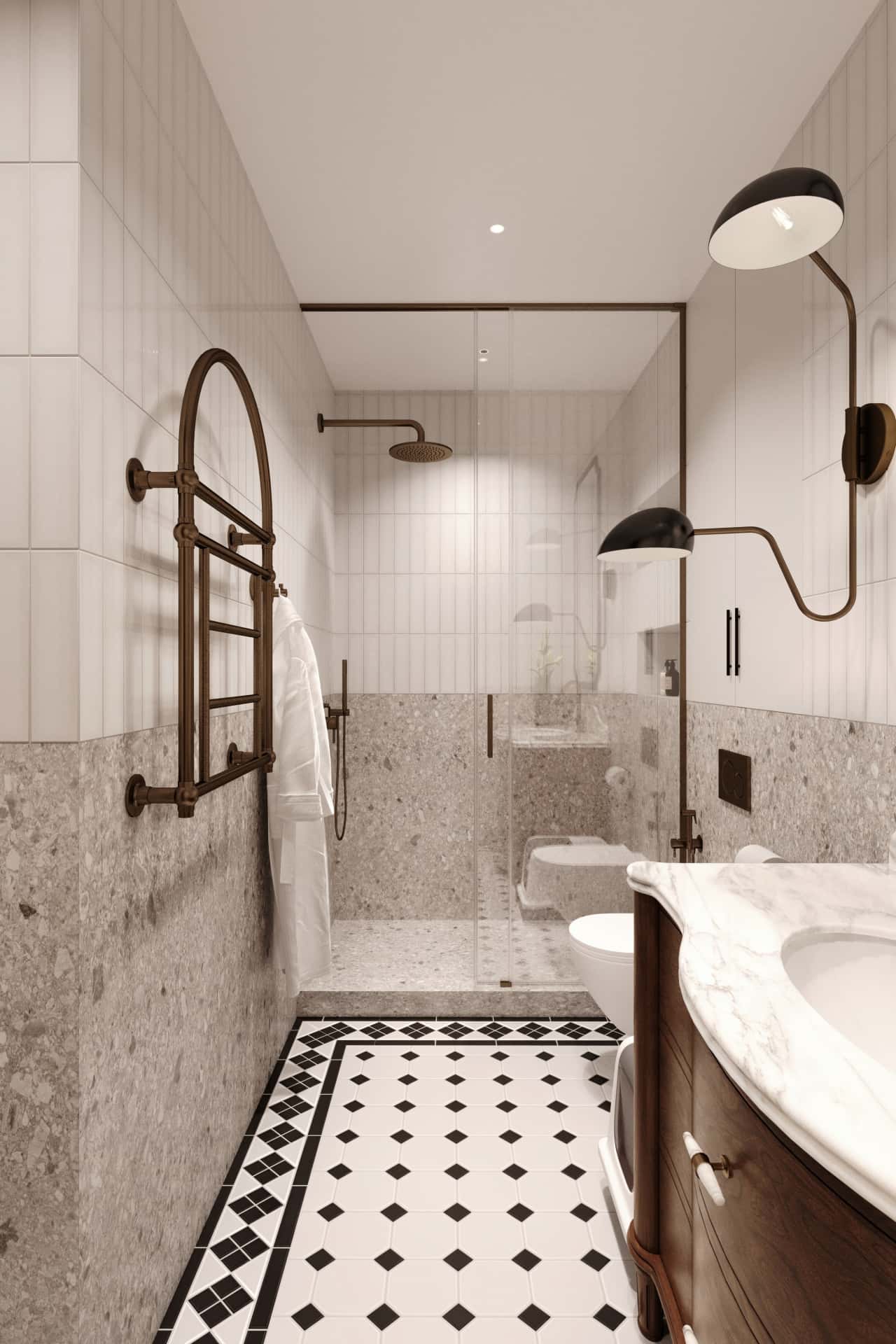 Дизайн и ремонт квартиры в ЖК Врубеля 4 — Дух Монмартра, 101 м2. Санузел, фото 5