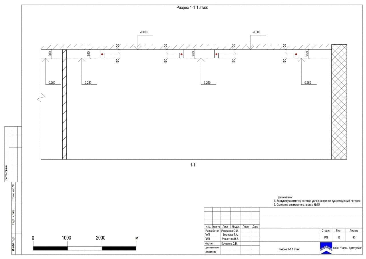 Разрез 1, дом 155 м² в пос. «Краснопахорское»