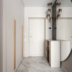 Деликатная классика. Дизайн и ремонт квартиры 65м2 в ЖК Кронштадтский 9 в современном классическом стиле. Прихожая и коридор