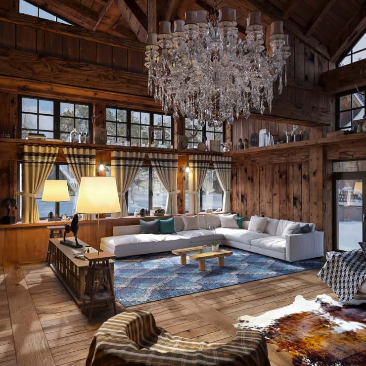 Длинный, белоснежный диван с бирюзовыми подушками