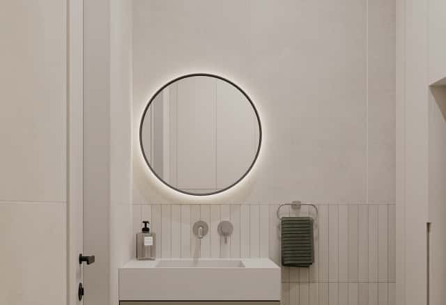 Фотографии санузлов. Скандинавский акцент. Дизайн и ремонт квартиры 95м2 ЖК Садовые кварталы в современном стиле. Гостевой санузел, фото 02.