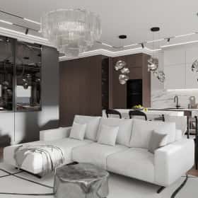 Новелла на французском. Дизайн и ремонт квартиры 67м2 в ЖК Зиларт в современном стиле с элементами французской классики. Кухня-гостиная, фото 03