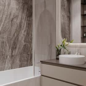 Цвета природы. Дизайн и ремонт квартиры 110м2 в ЖК Wow в современном стиле. Ванная, фото 01