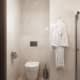 Полочка из светлого камня над ванной. Дизайн и ремонт квартиры в ЖК «Резиденция Монэ» — Шоколадное настроение. Фото 031
