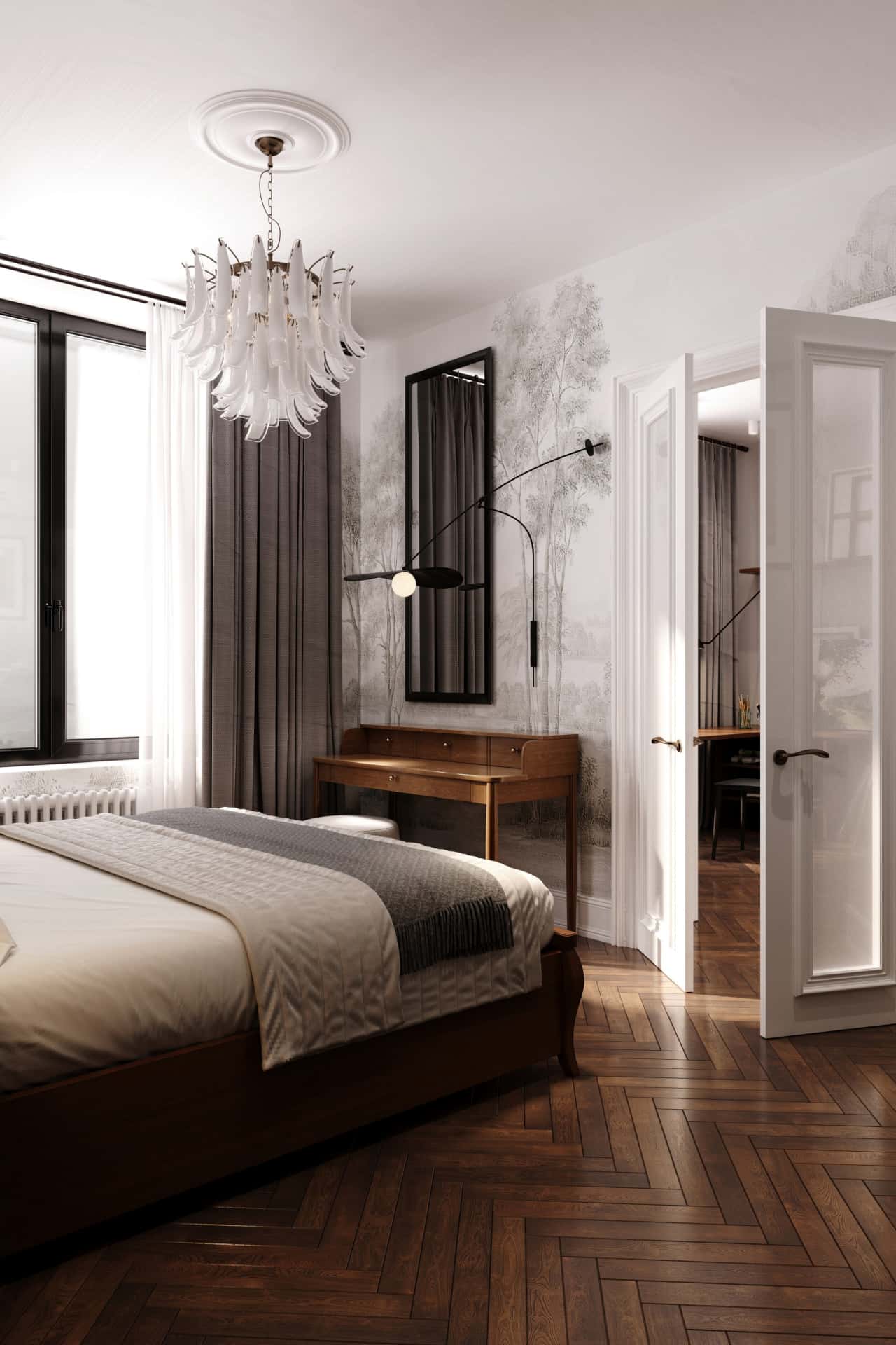 Дизайн и ремонт квартиры в ЖК Врубеля 4 — Дух Монмартра, 101 м2. Спальня, фото 12