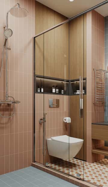 Песня в стиле кантри. Дизайн и ремонт квартиры 53м2 ЖК Вдохновение. Санузел, фото 04