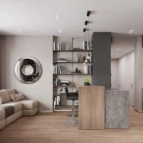 Утончённая простота. Дизайн и ремонт квартиры 123м2 ЖК Джаз в стиле современный минимализм. Кухня-гостиная