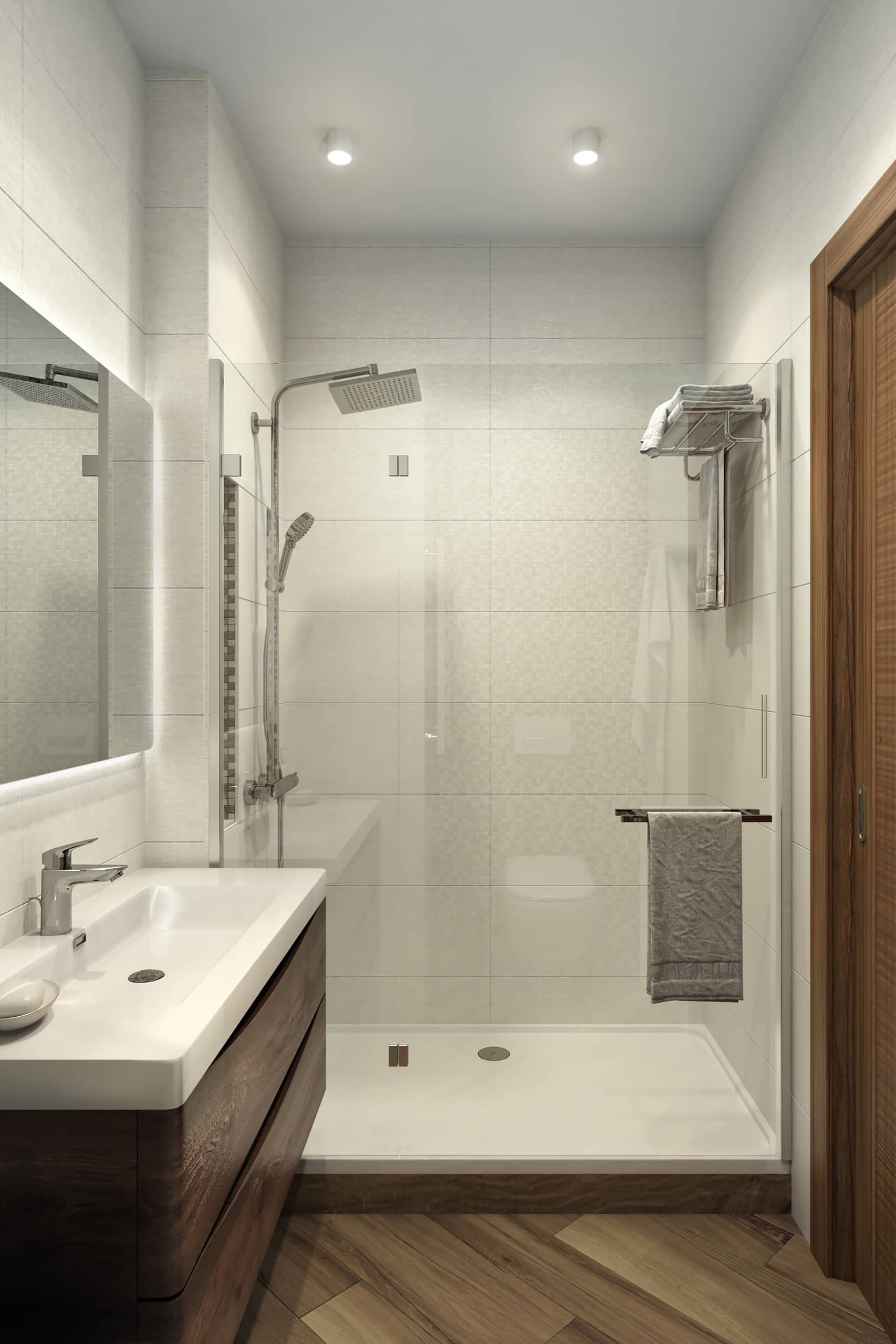 Простой современный душ с прозрачными стенками