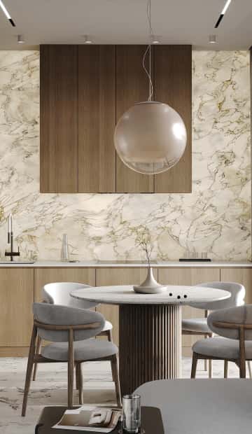 Гармония перемен. Дизайн и ремонт квартиры 66м2 ЖК Зорге 9 в стиле минимализм. Кухня-гостиная