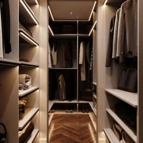 Дух Монмартра. Дизайн и ремонт квартиры 101м2 в ЖК Врубеля 4 во французской классике. Гардеробная, фото 01